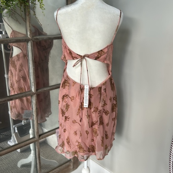 ASOS DESIGN corset bias mini dress vintage pink floral print US 14 - Picture 3 of 3